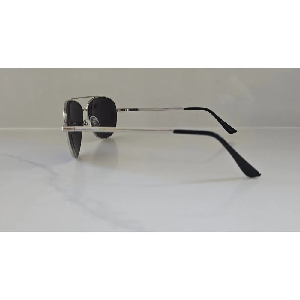 Silver Aviator Sunglasses Blue Mirrored Lens Metal Frame Double Bridge Classic